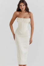 Women's Elegant Satin Mini Dress Strapless Fit