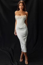 Women's Elegant Satin Mini Dress Strapless Fit