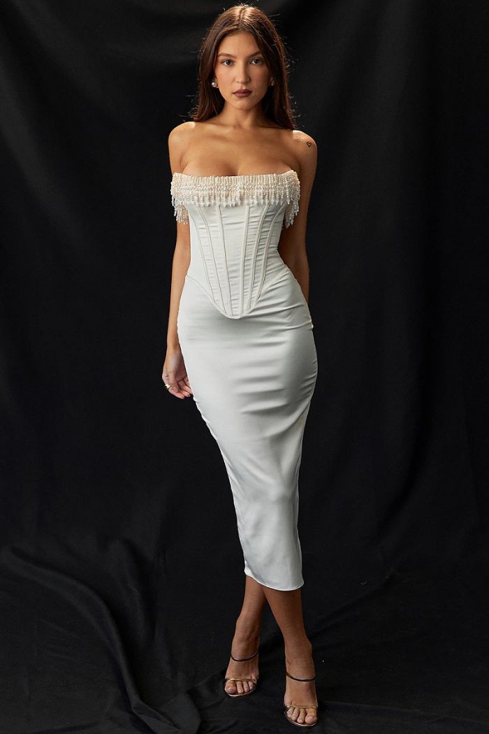 Women's Elegant Satin Mini Dress Strapless Fit