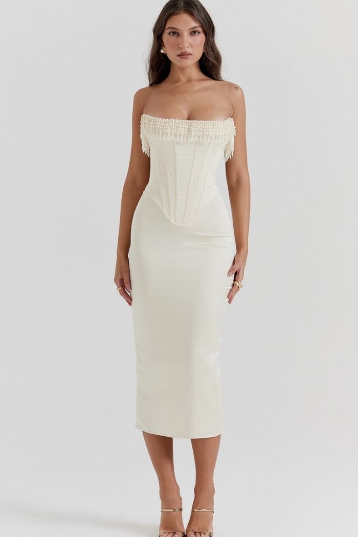 Women's Elegant Satin Mini Dress Strapless Fit