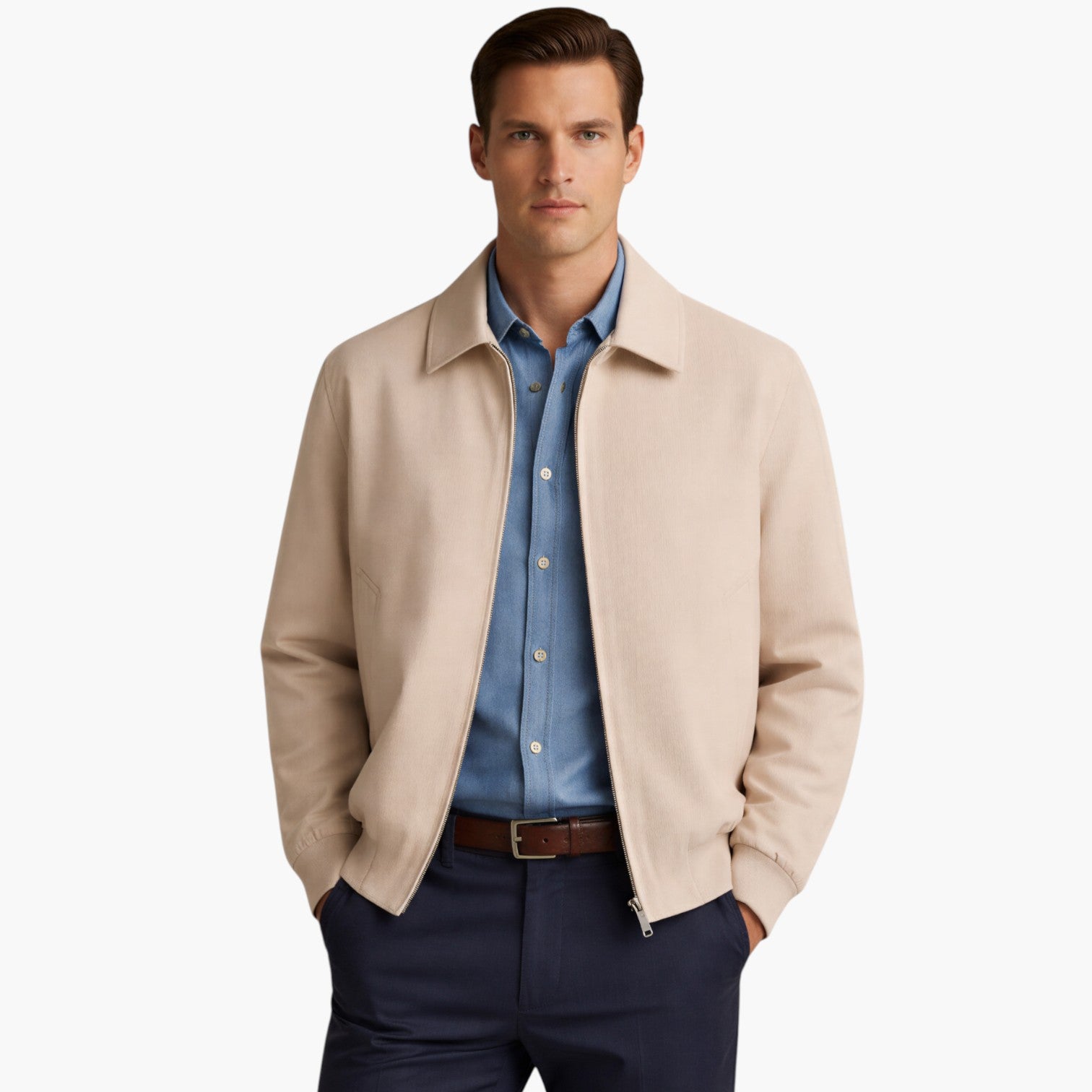 Men’s Elegant Bomber Jacket Classic Fit Lightweight Outerwear