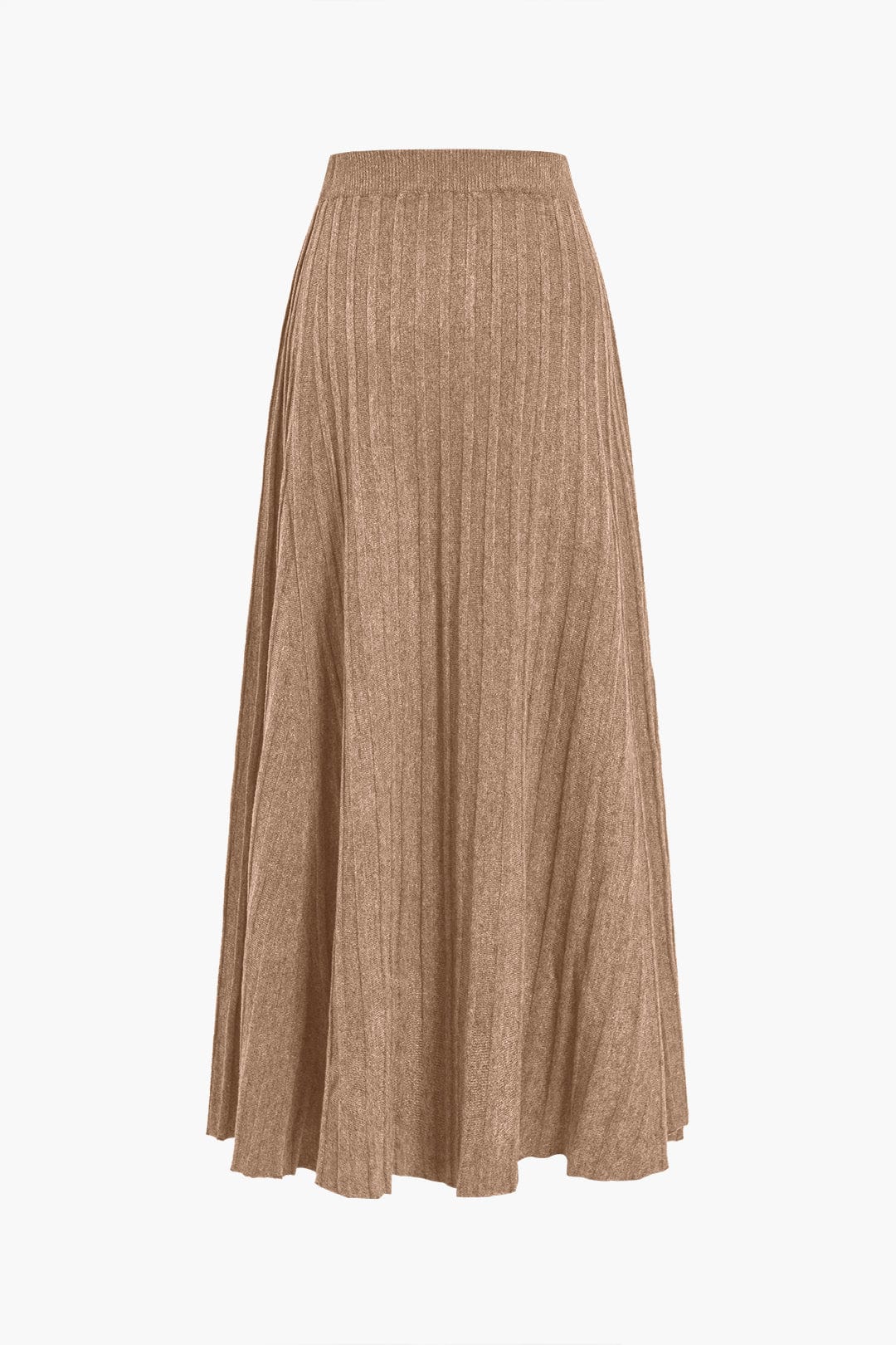 Women's Soft Knit Midi Skirt High Waist Pleated Design