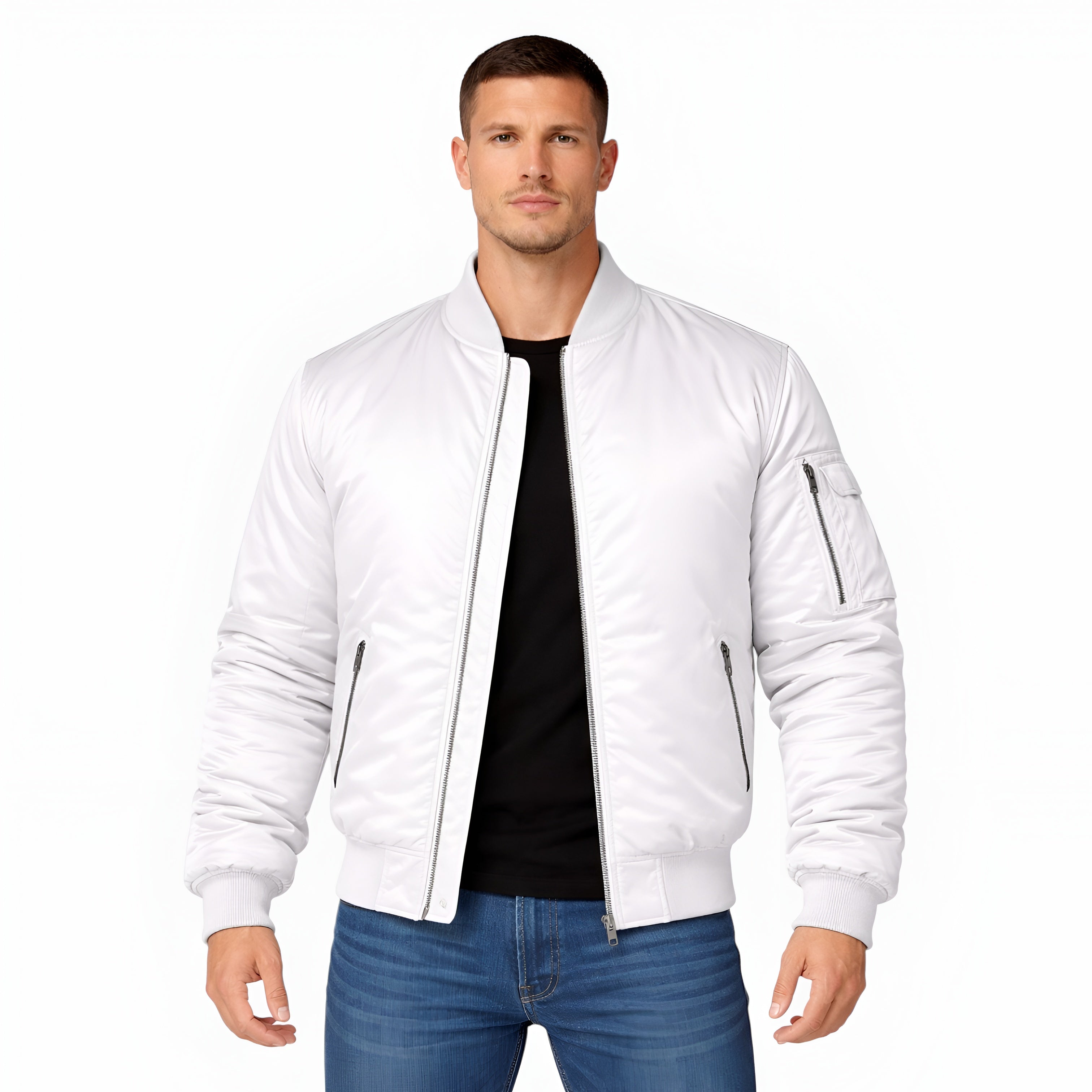 Men's Lightweight Bomber Jacket Ribbed Fit Everyday Comfort