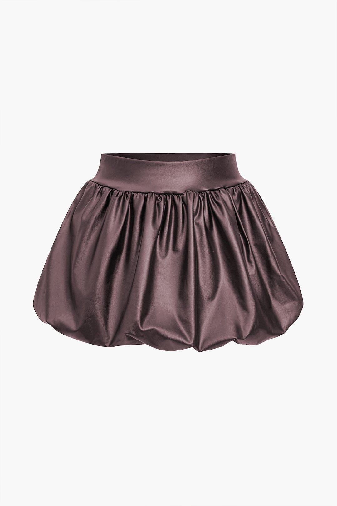 Women's High Waist Balloon Skirt Glossy Faux Leather