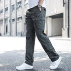 Men's Adjustable Waist Cargo Trousers with Multiple Pockets