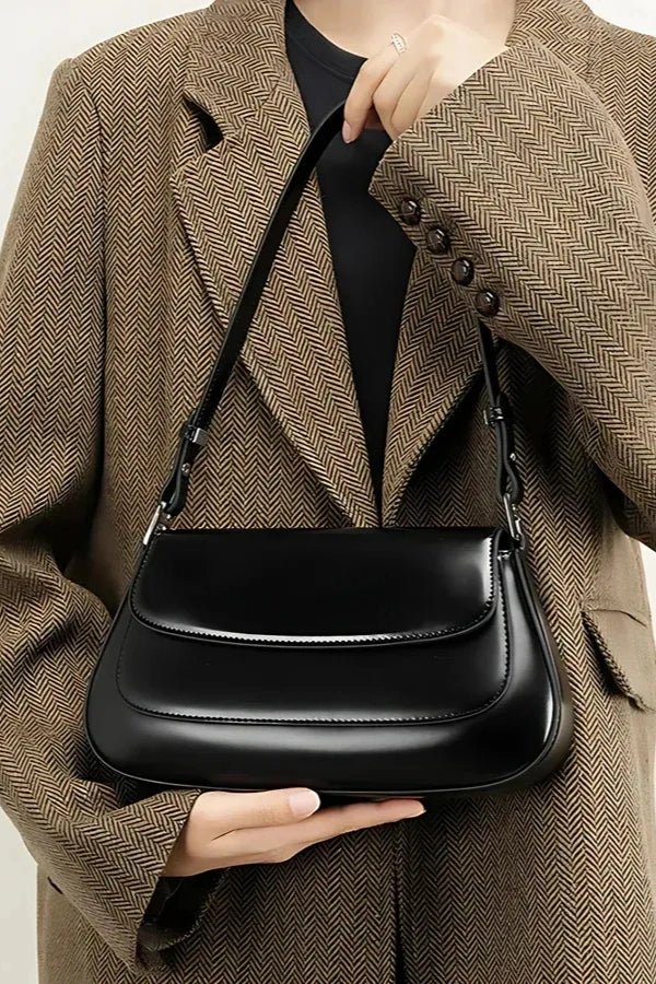 Women's Vegan Leather Handbag Vintage Compact Elegant Shoulder Bag