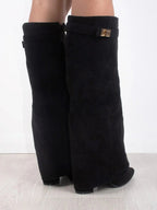 Women’s Thigh High Boots Vegan Leather Buckle Detail