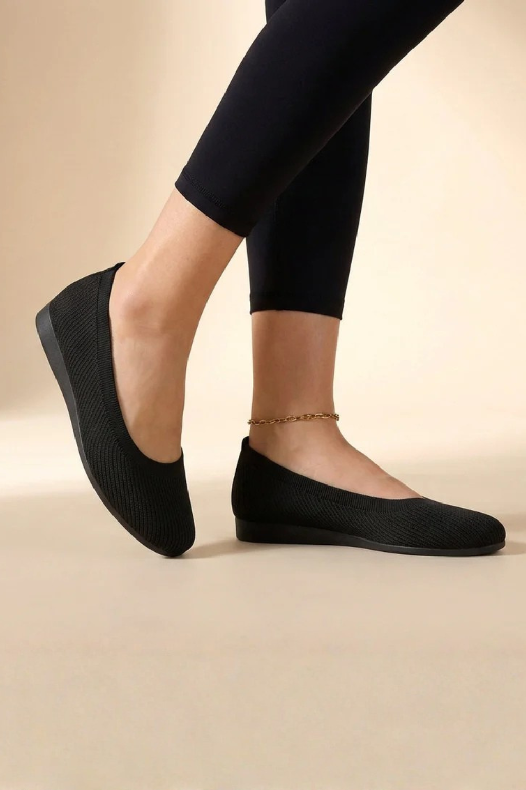 Women's Knit Slip On Ballet Flats Round Toe Comfortable Shoes