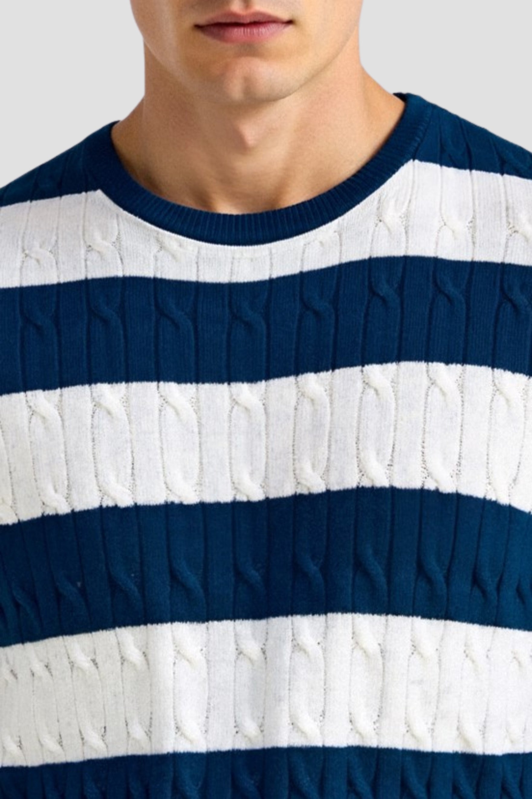 Men's Short Sleeve Striped Sweater Fine Knit Casual Top