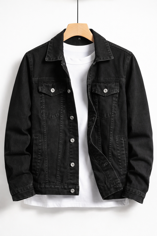 Men’s Denim Jacket Classic Fit Button Front
