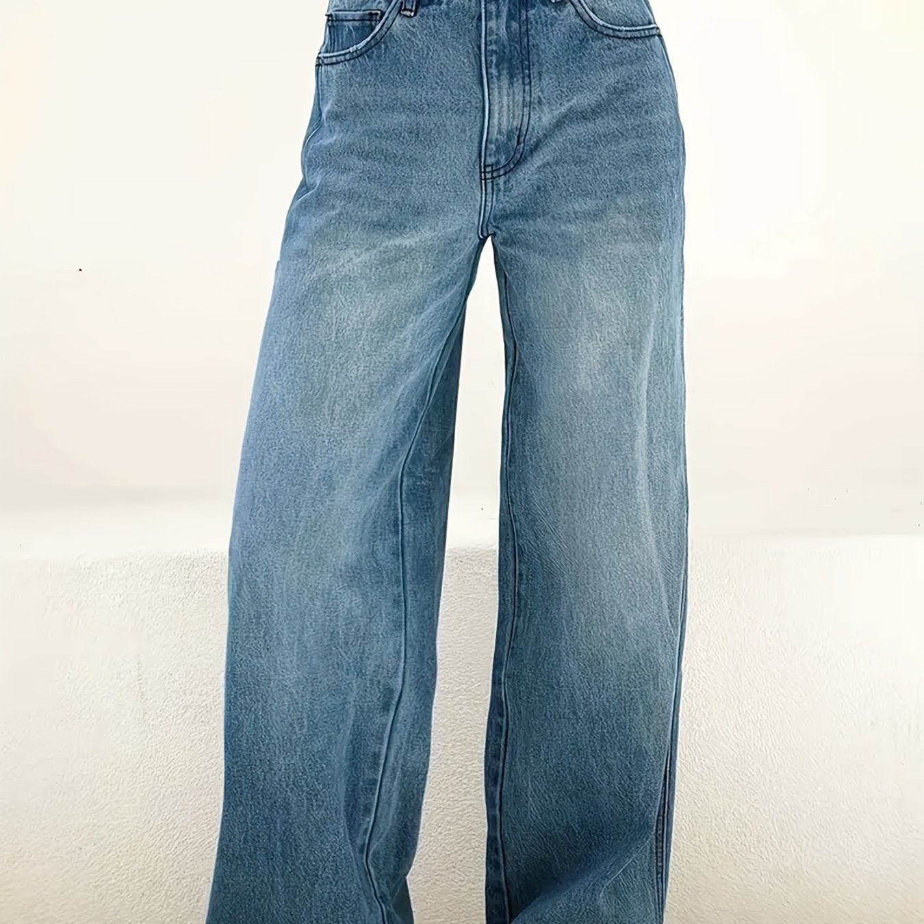 Women's Stretch Low Waist Baggy Wide Jeans Comfortable Trousers