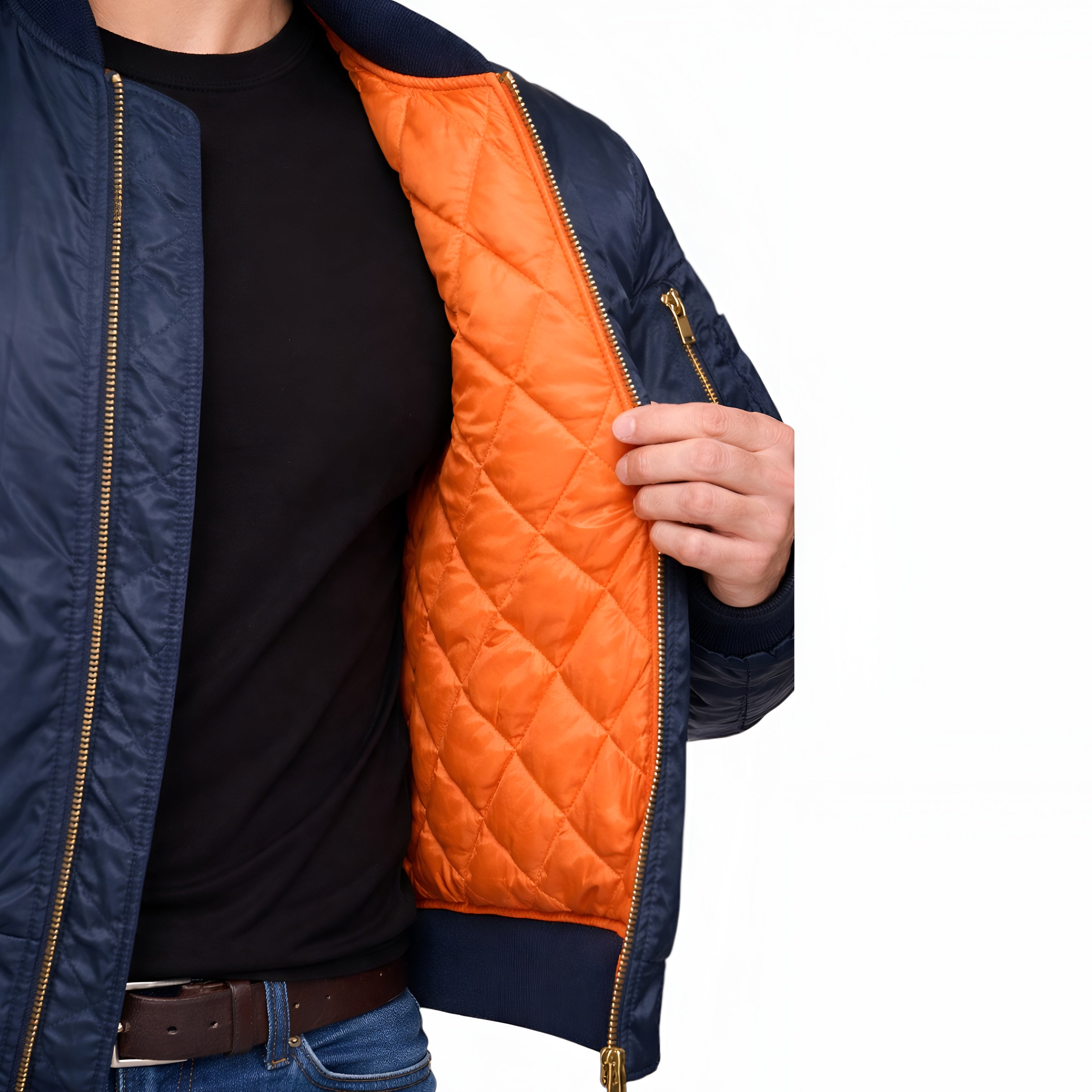 Men's Lightweight Bomber Jacket Ribbed Fit Everyday Comfort