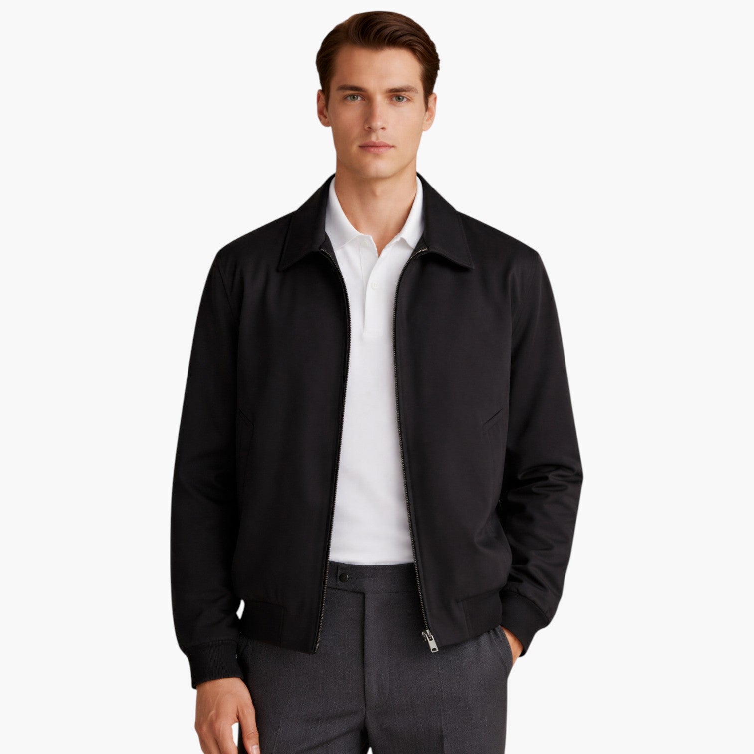 Men’s Elegant Bomber Jacket Classic Fit Lightweight Outerwear