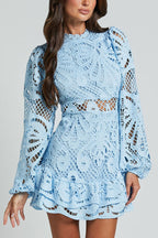 Women's Elegant Mini Dress with Puff Sleeves