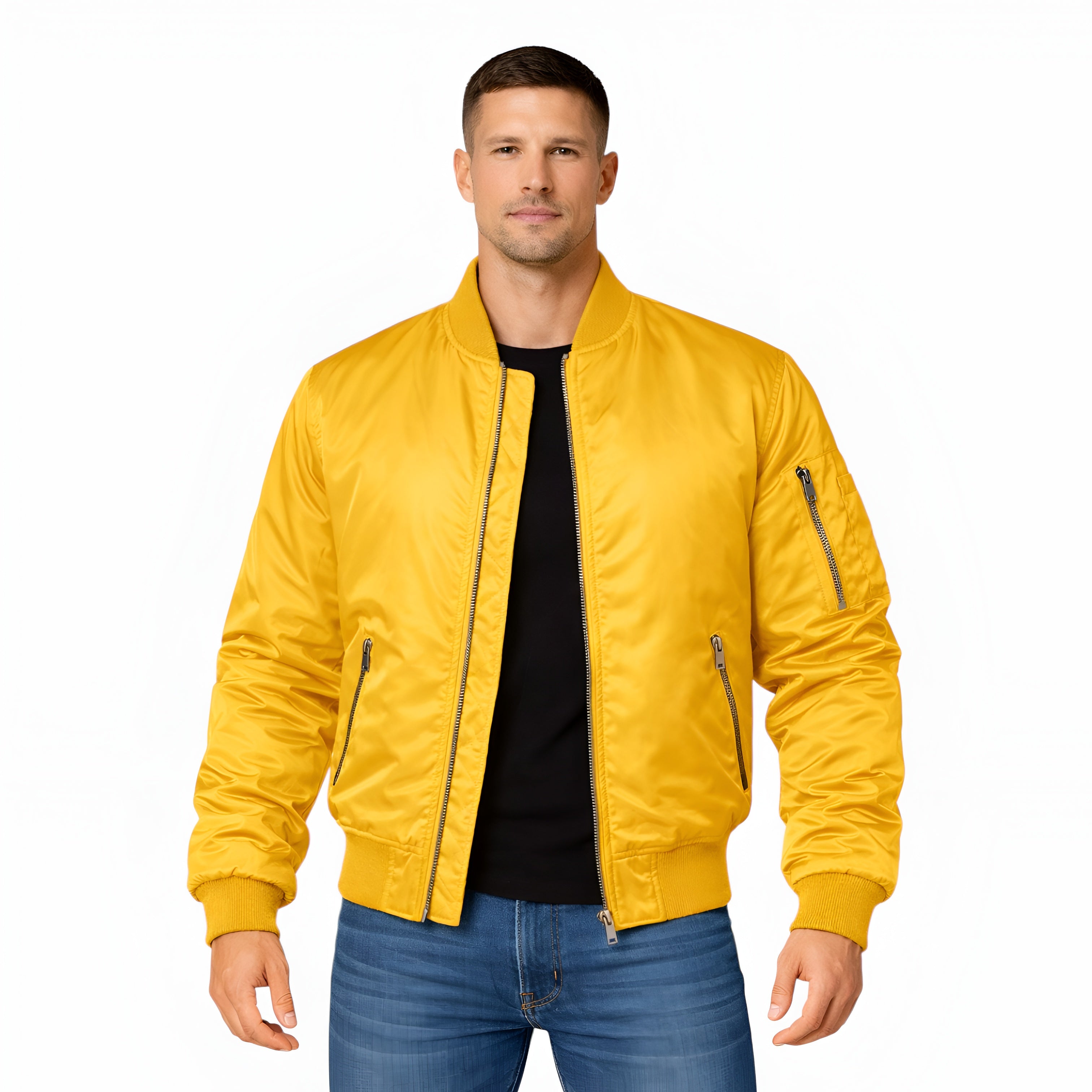 Men's Lightweight Bomber Jacket Ribbed Fit Everyday Comfort