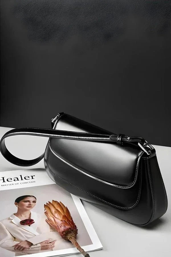Women's Vegan Leather Handbag Vintage Compact Elegant Shoulder Bag