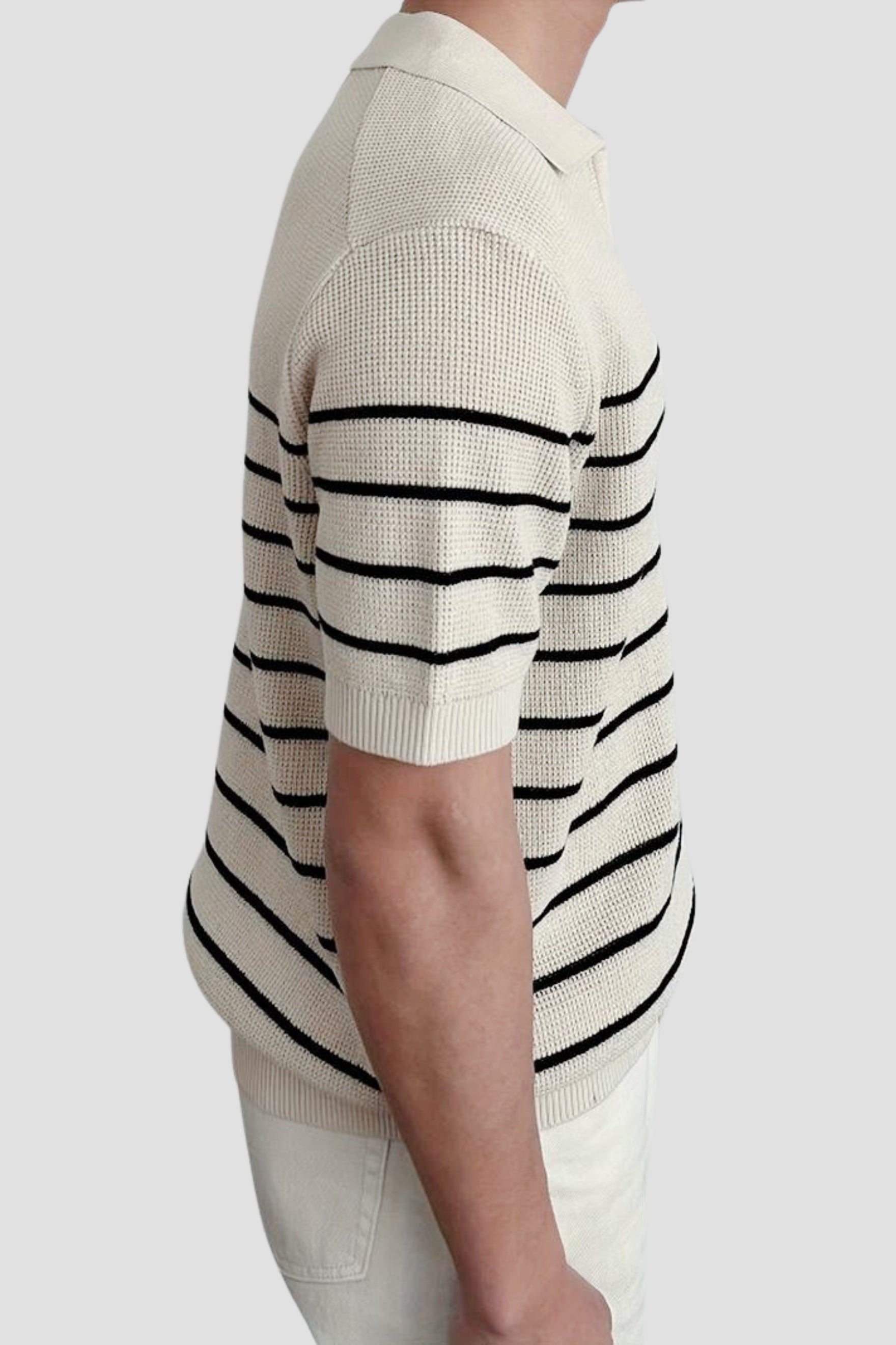 Men's Short Sleeve Polo Shirt Striped Casual Relaxed Top