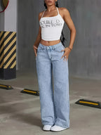 Women's High Waist Tummy Control Straight Leg Jeans