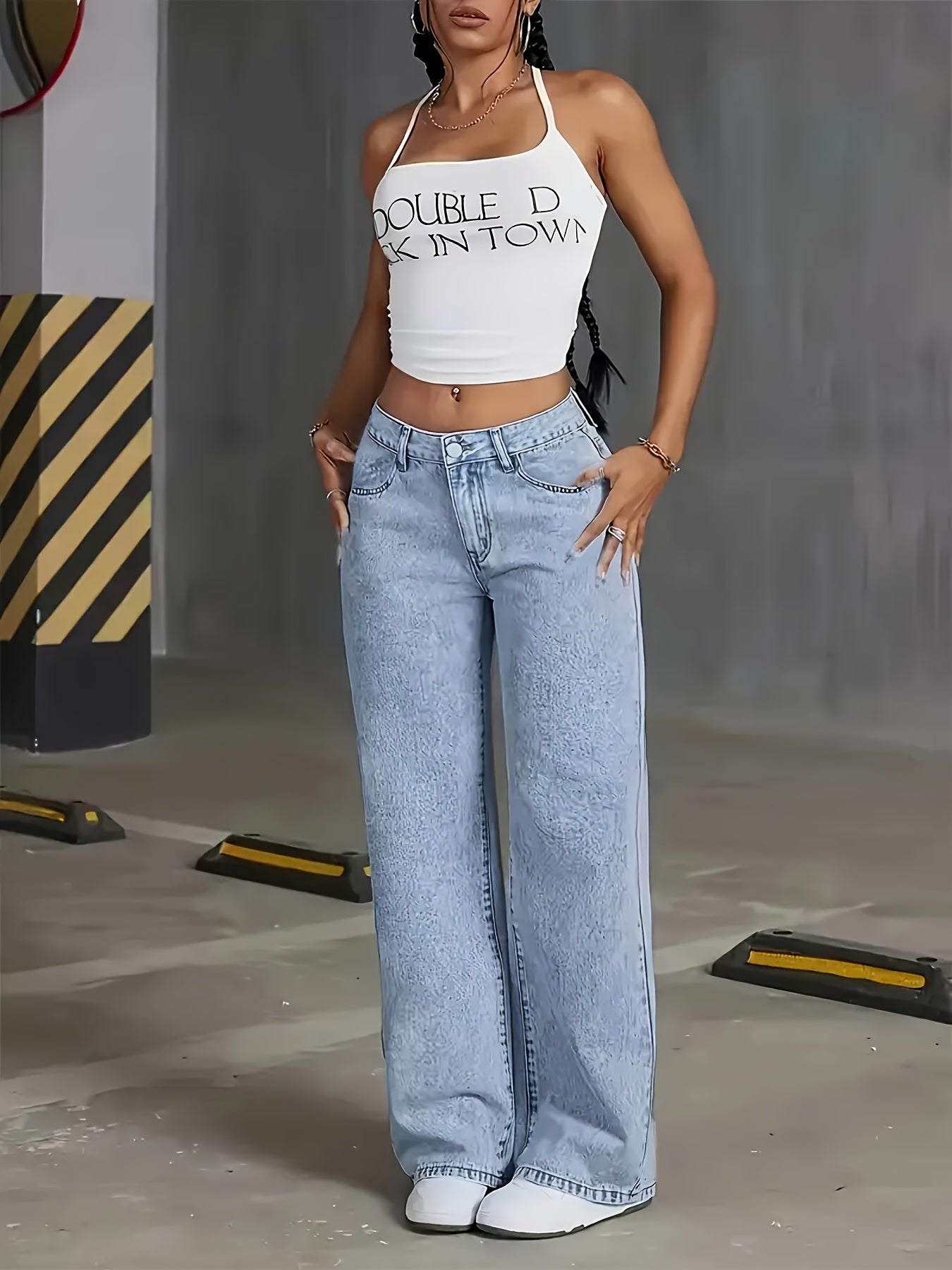 Women's High Waist Tummy Control Straight Leg Jeans