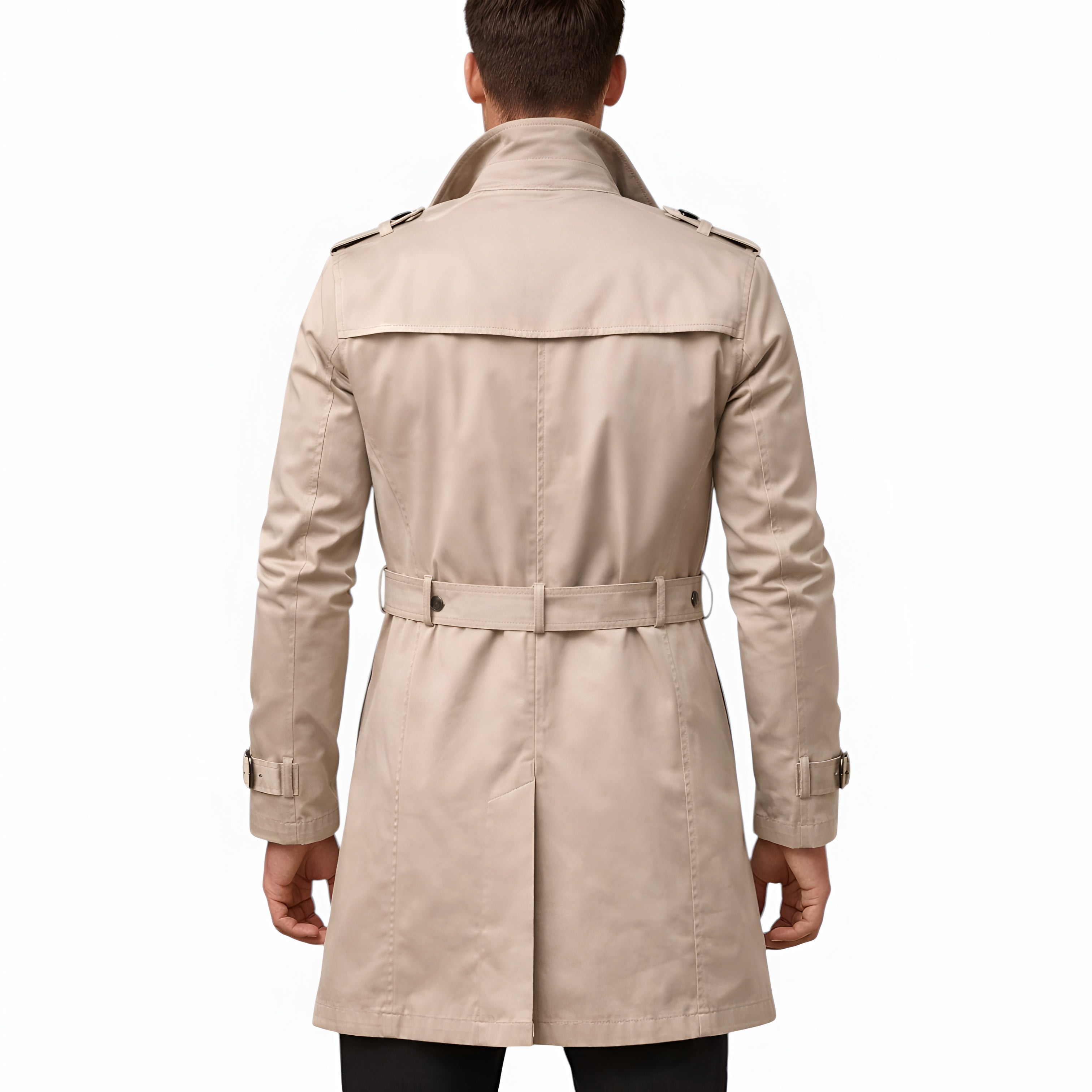 Men’s Longline Trench Coat Classic Structured Transitional Fit