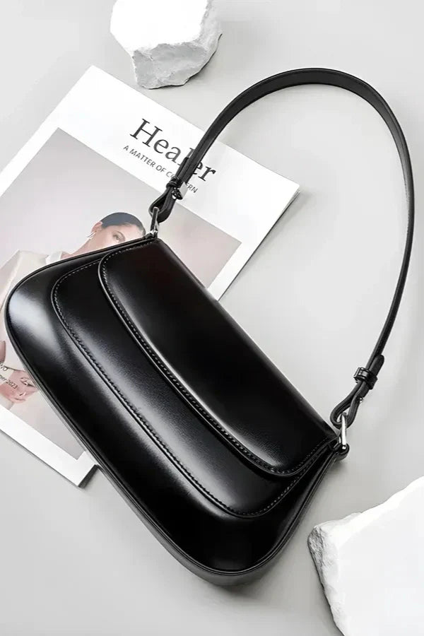 Women's Vegan Leather Handbag Vintage Compact Elegant Shoulder Bag