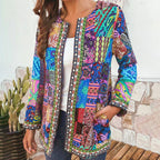 Women's Bohemian Patchwork Jacket Lightweight Layering Coat