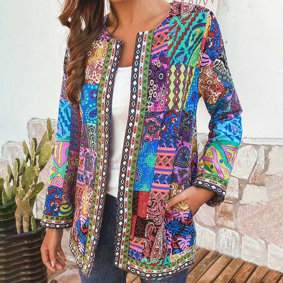 Women's Bohemian Patchwork Jacket Lightweight Layering Coat