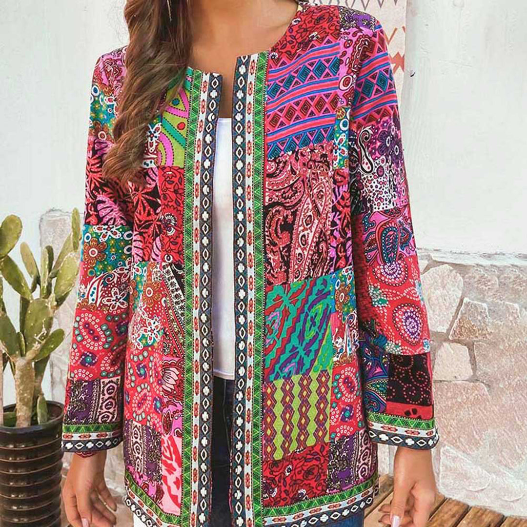 Women's Bohemian Patchwork Jacket Lightweight Layering Coat