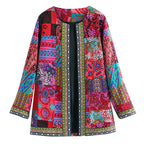 Women's Bohemian Patchwork Jacket Lightweight Layering Coat