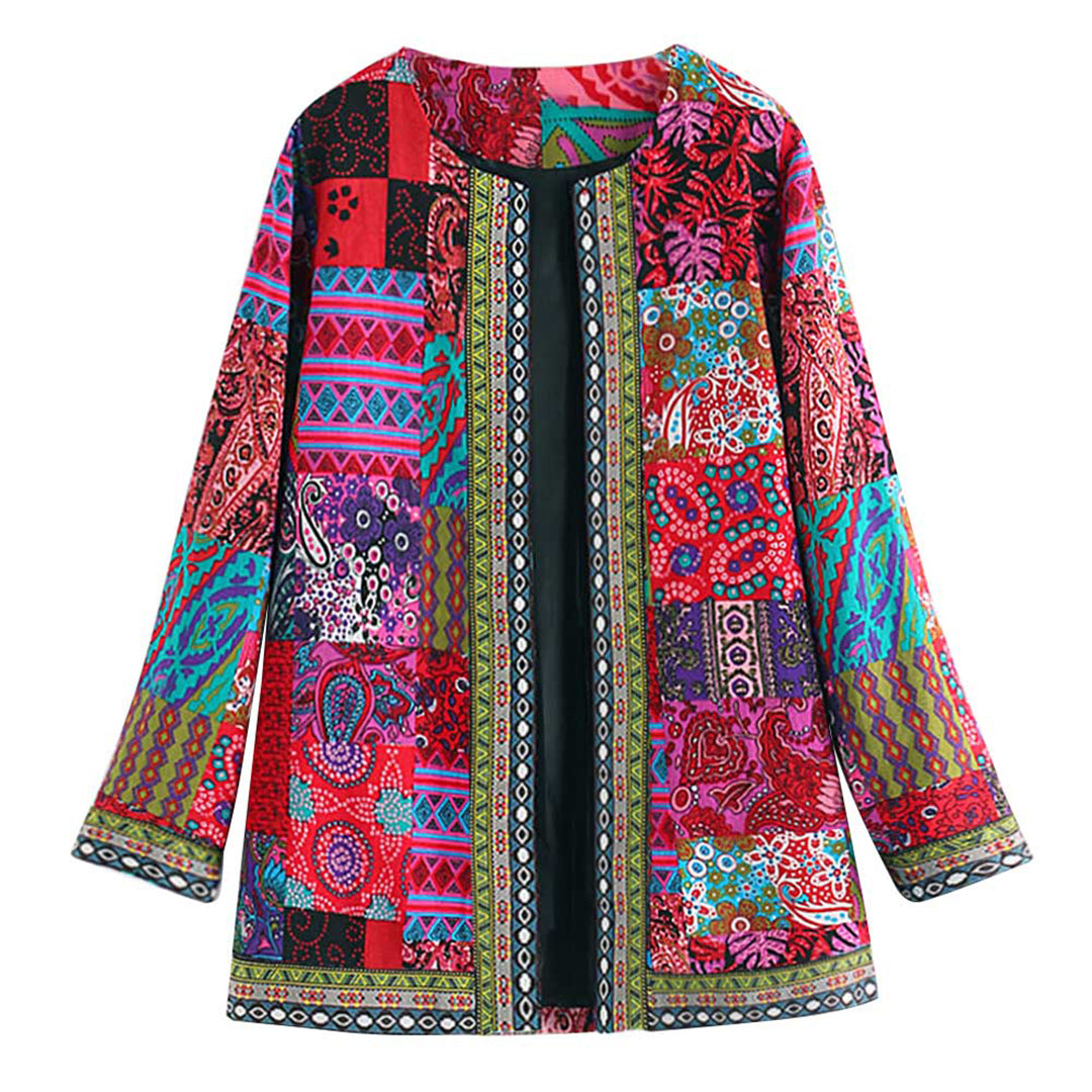 Women's Bohemian Patchwork Jacket Lightweight Layering Coat