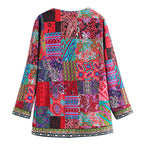 Women's Bohemian Patchwork Jacket Lightweight Layering Coat
