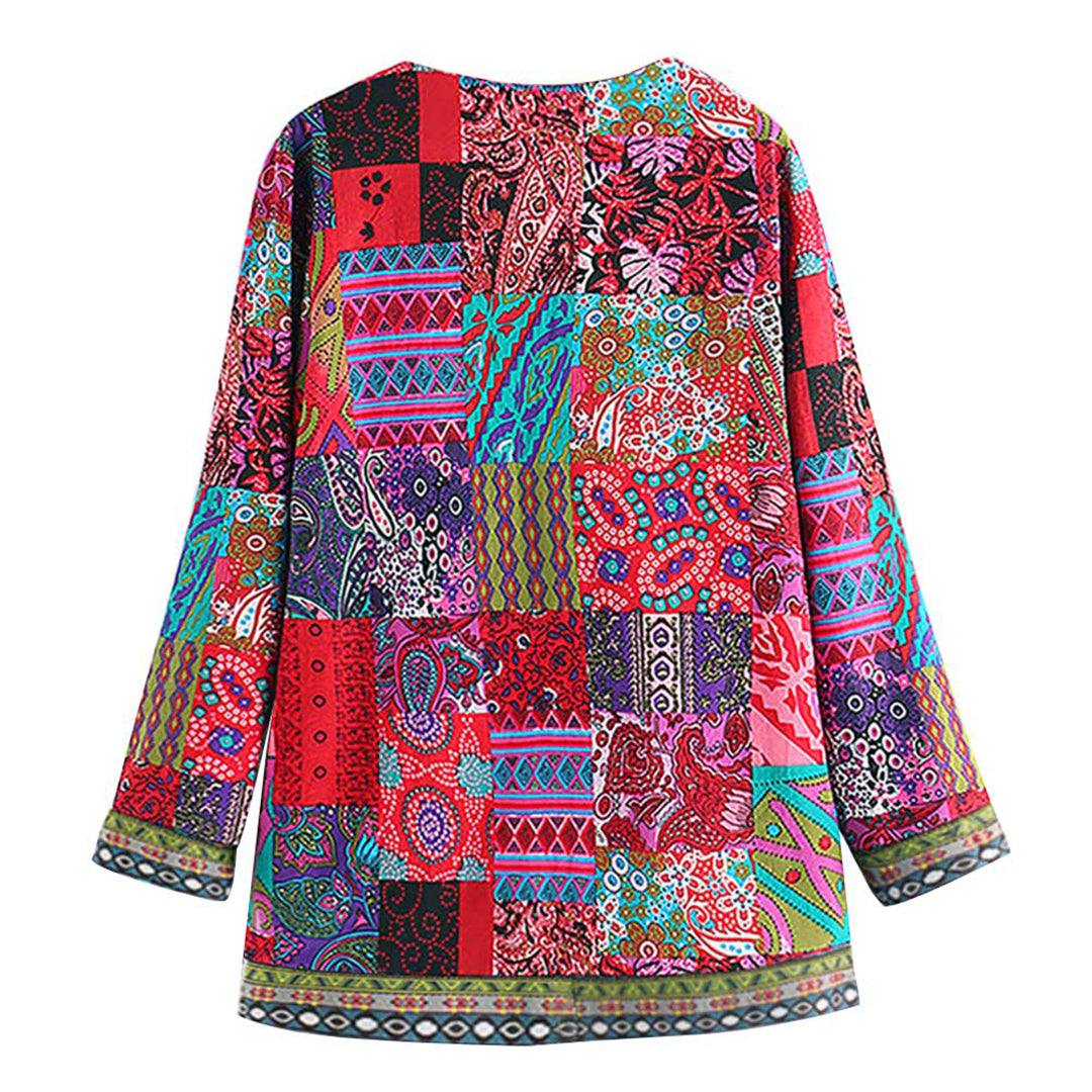 Women's Bohemian Patchwork Jacket Lightweight Layering Coat