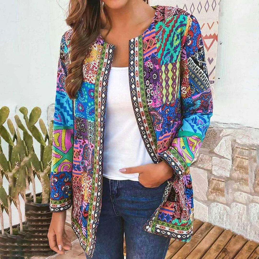 Women's Bohemian Patchwork Jacket Lightweight Layering Coat