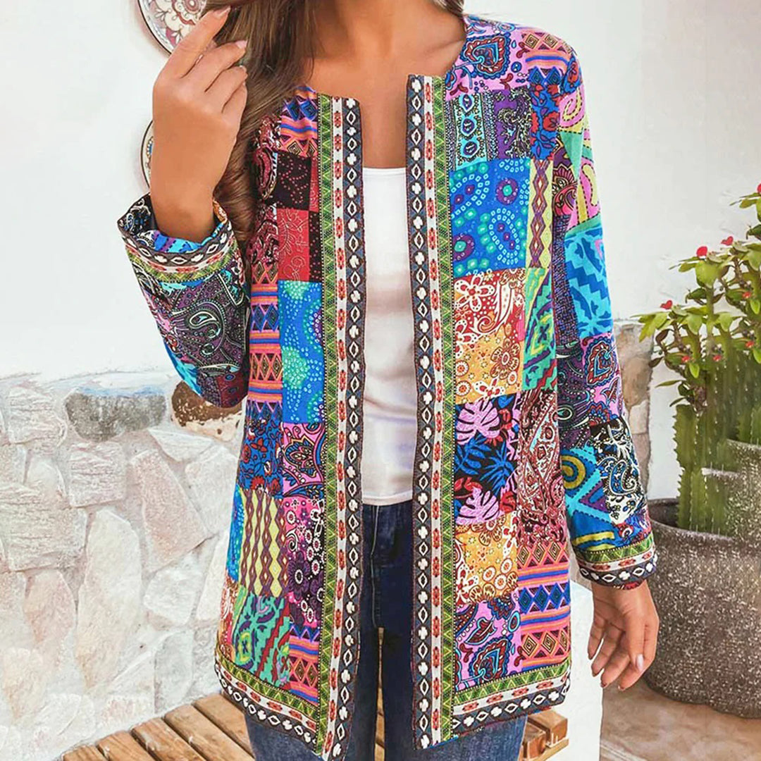Women's Bohemian Patchwork Jacket Lightweight Layering Coat
