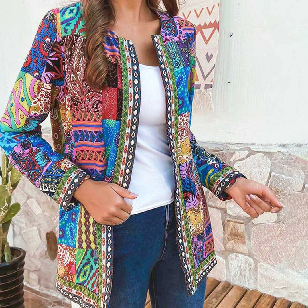 Women's Bohemian Patchwork Jacket Lightweight Layering Coat