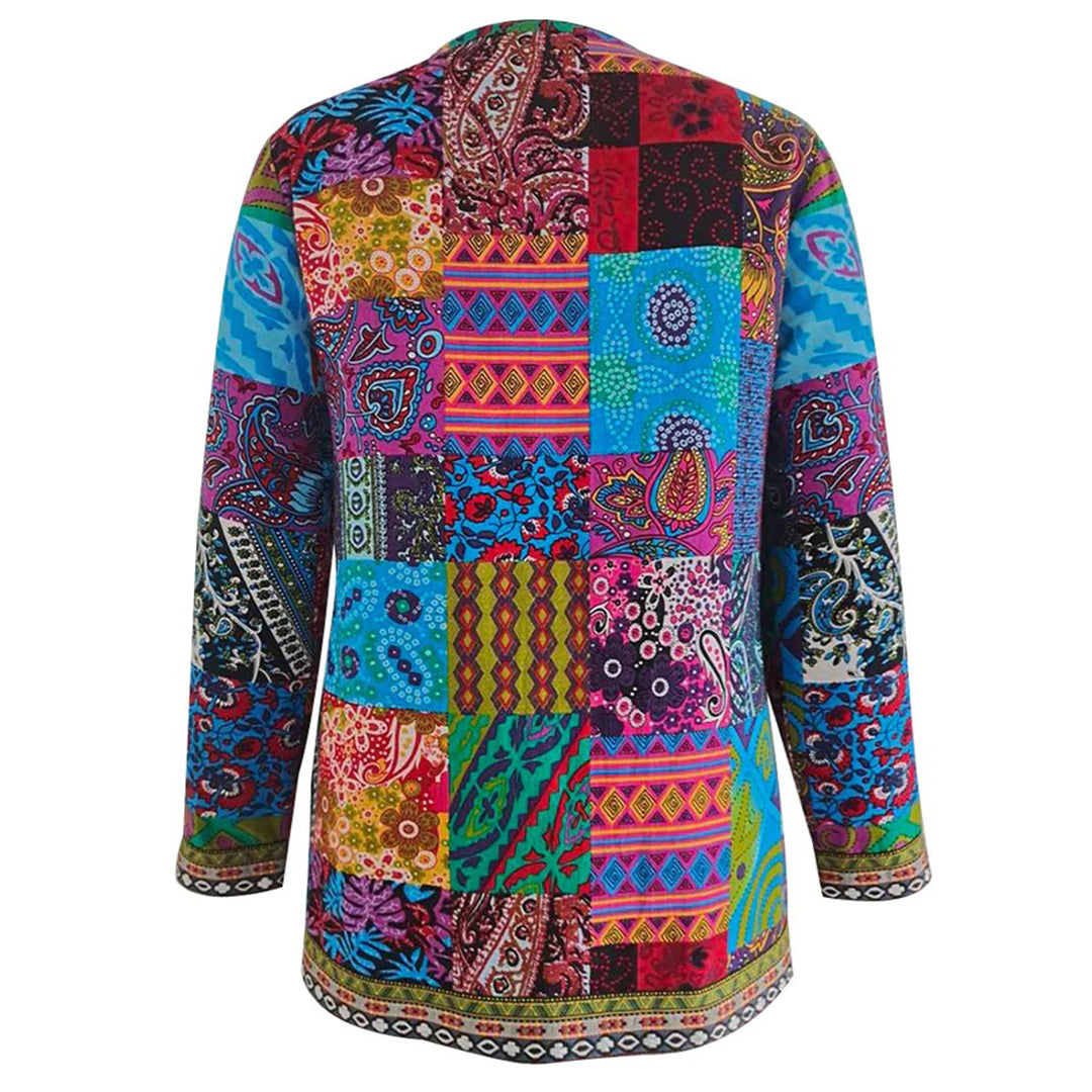Women's Bohemian Patchwork Jacket Lightweight Layering Coat
