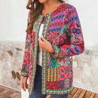 Women's Bohemian Patchwork Jacket Lightweight Layering Coat