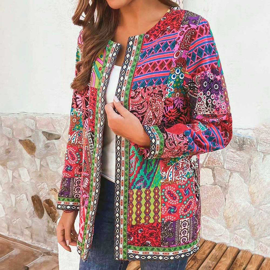 Women's Bohemian Patchwork Jacket Lightweight Layering Coat