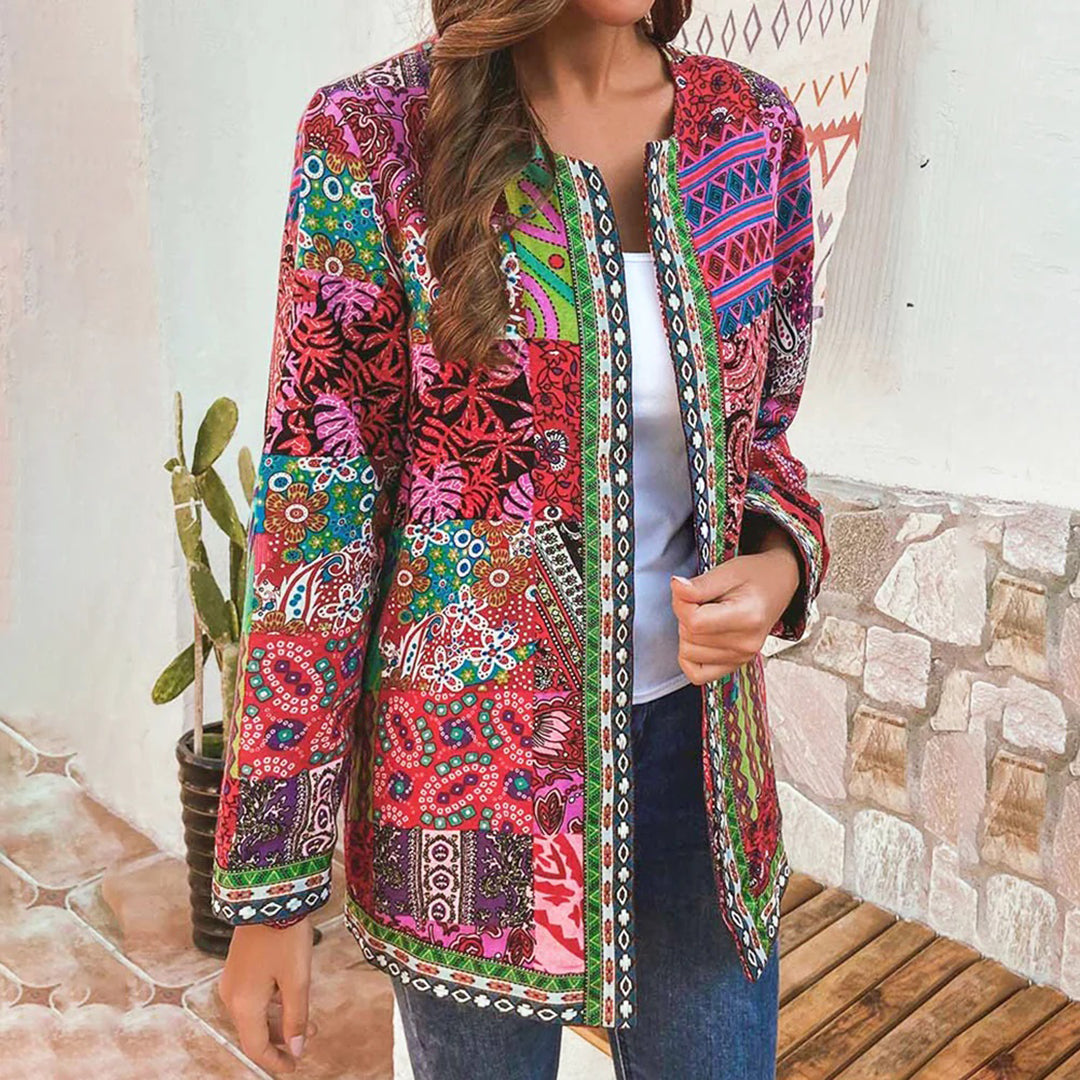 Women's Bohemian Patchwork Jacket Lightweight Layering Coat
