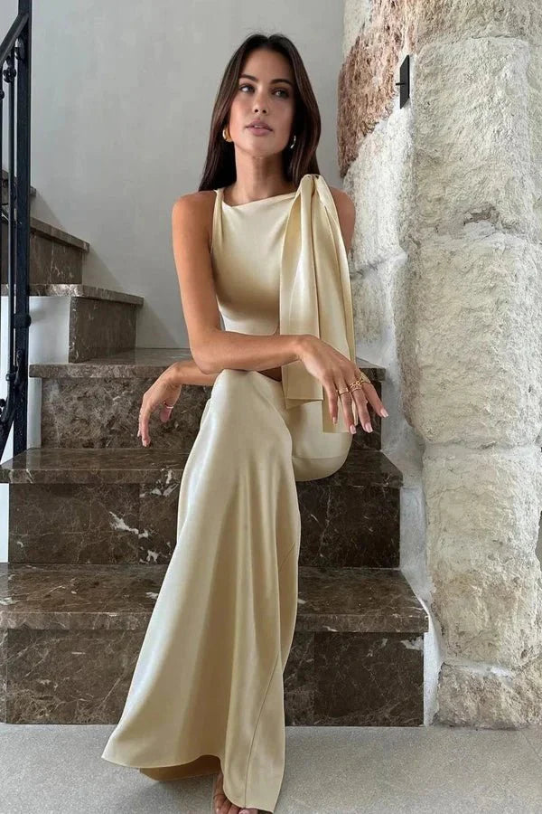 Women’s Satin One Shoulder Gown Elegant Formal Fit