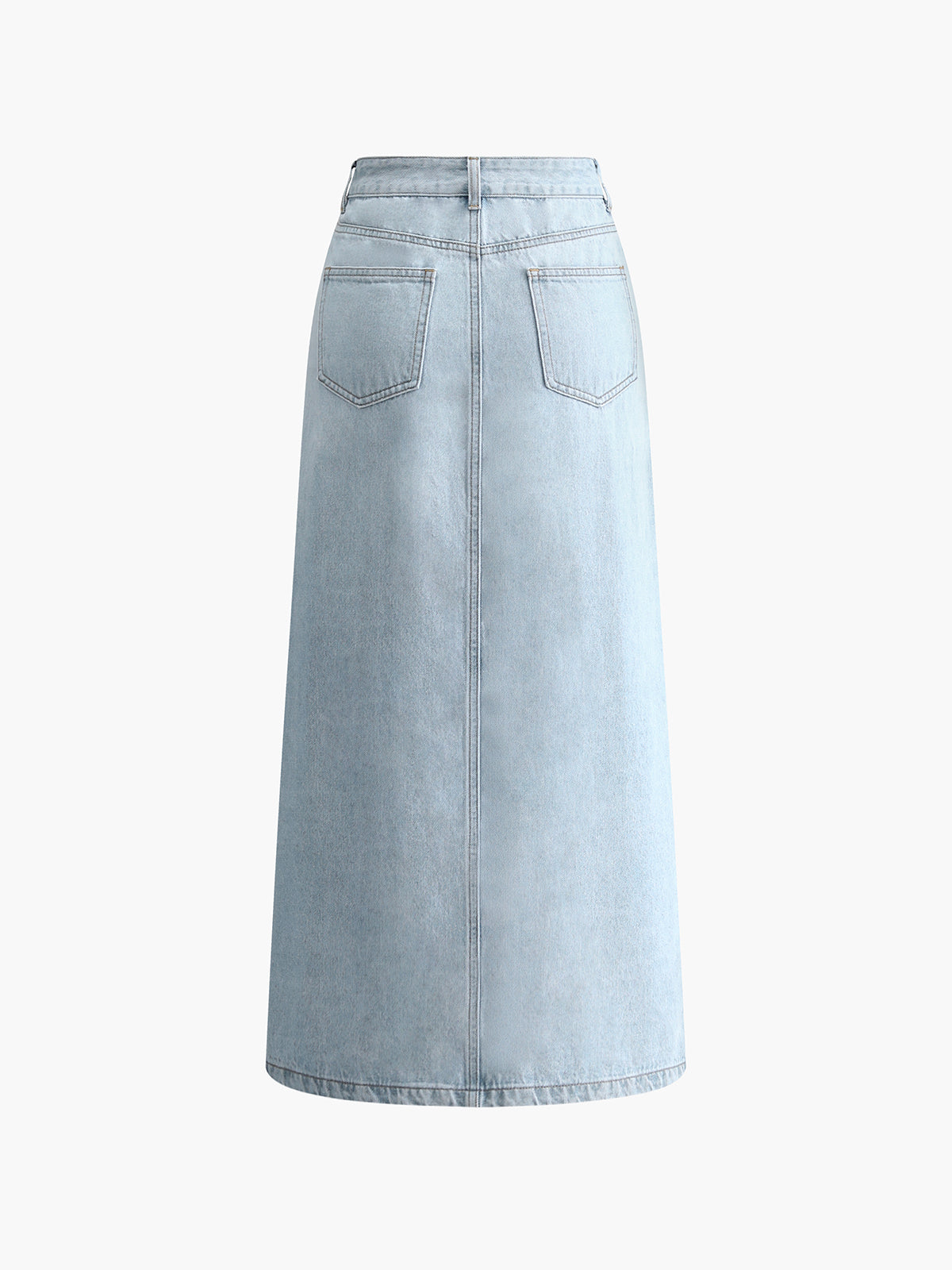 Women's Denim Midi Skirt With Front Slit Casual Chic Fit