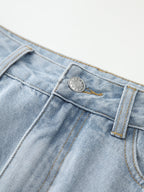 Women's Denim Midi Skirt With Front Slit Casual Chic Fit