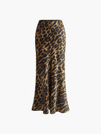 Women's Slim Fit Maxi Skirt Leopard Print Elegant Style