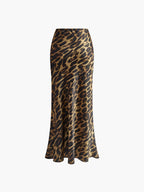 Women's Slim Fit Maxi Skirt Leopard Print Elegant Style