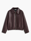 Women's Minimalist Faux Leather Jacket Casual Outerwear