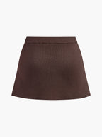 Women's Soft Knit Pleated Mini Skirt With Decorative Buckle