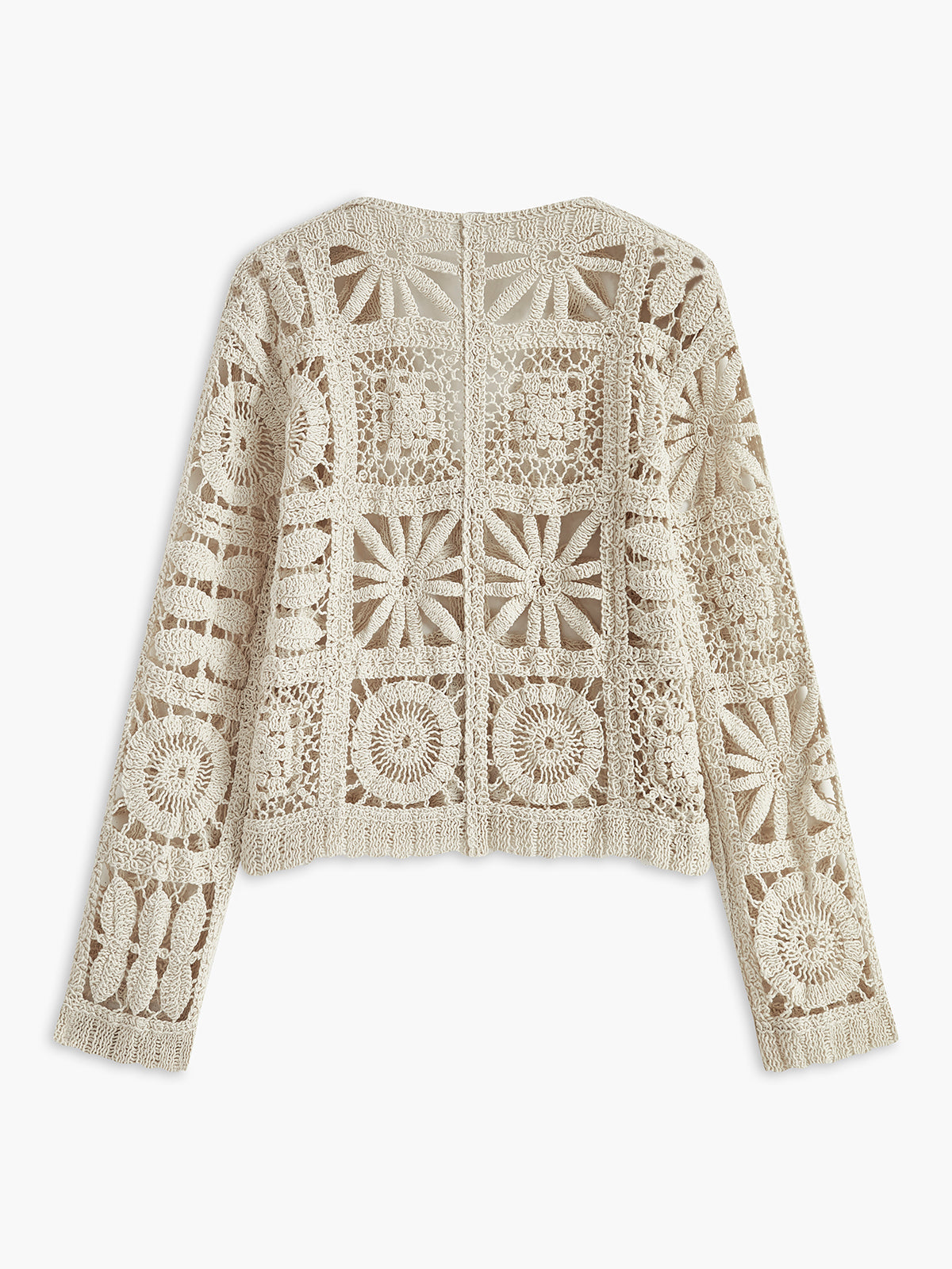 Women's Knitted Cardigan Square Pattern Button Design