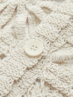 Women's Knitted Cardigan Square Pattern Button Design