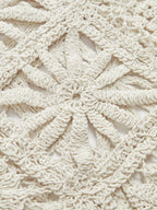 Women's Knitted Cardigan Square Pattern Button Design