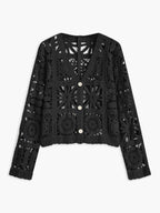 Women's Knitted Cardigan Square Pattern Button Design